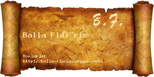 Balla Flóris névjegykártya